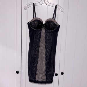 EUC 🖤 Sheer Mesh & Lace Bodycon Push Up Chemise Size Small